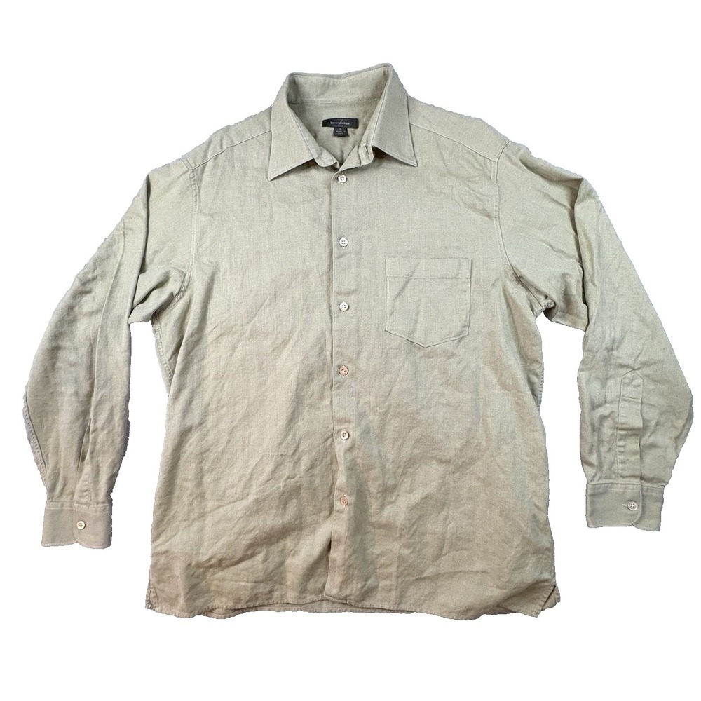 Ermenegildo Zegna Men's XL Olive Green Shirt LS Made in Italy‎ SEE DESCRIPTION